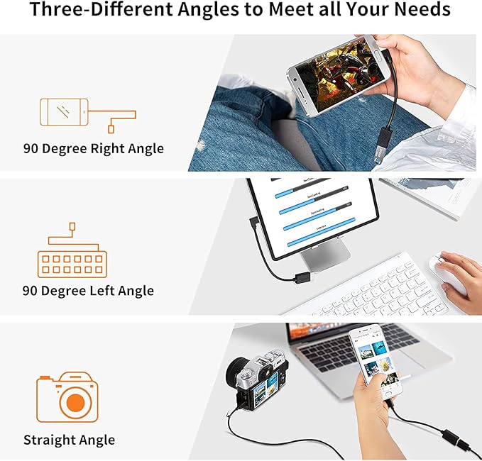 CableCreation [3 Pack] Short Micro USB OTG Cable, Micro USB to USB Female OTG Cable On The Go Adapter, Assorted by Straight, Left, Right Angle Works with Flash Drive Mouse, Keyboard, 6 Inch Black