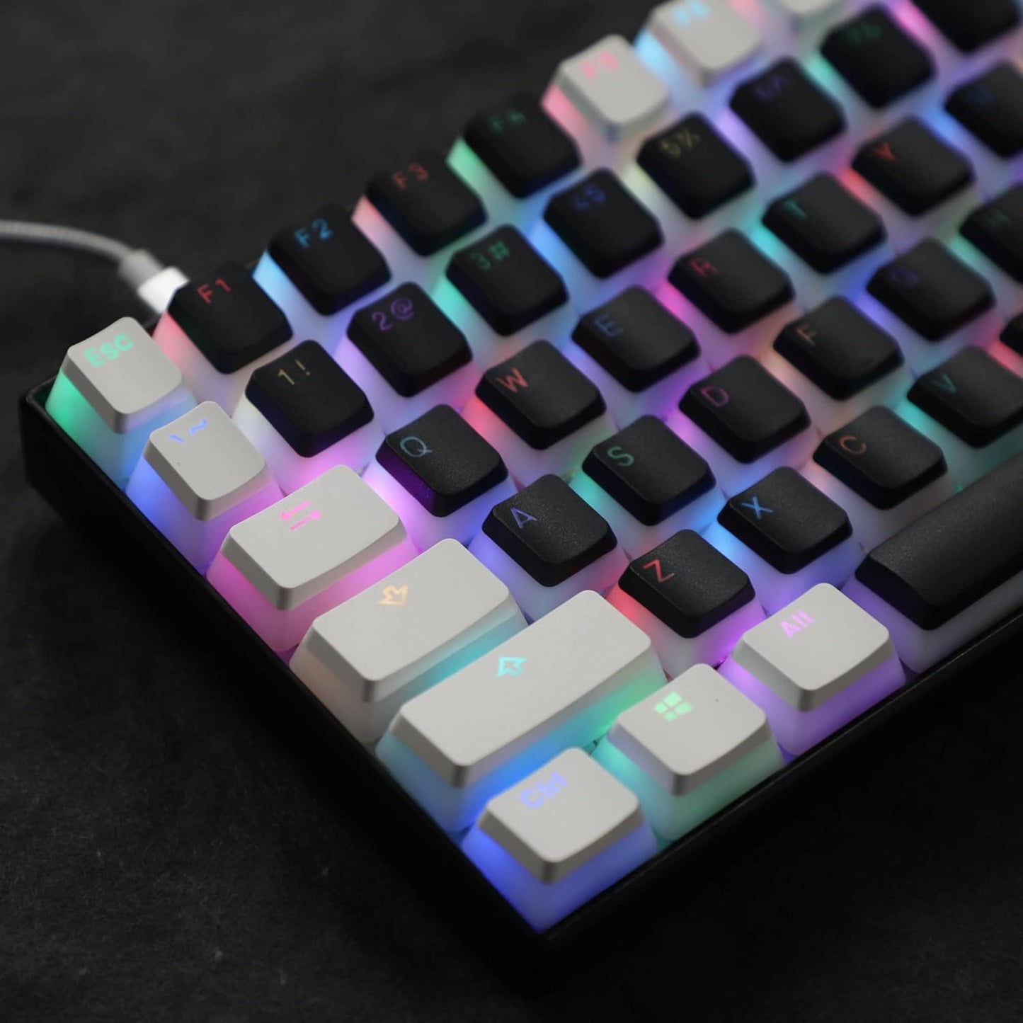 YMDK 117 PBT Double Shot Keycaps, ANSI ISO OEM Profile Pudding Keycaps for MX Mechanical Keyboard 61 68 87 104
