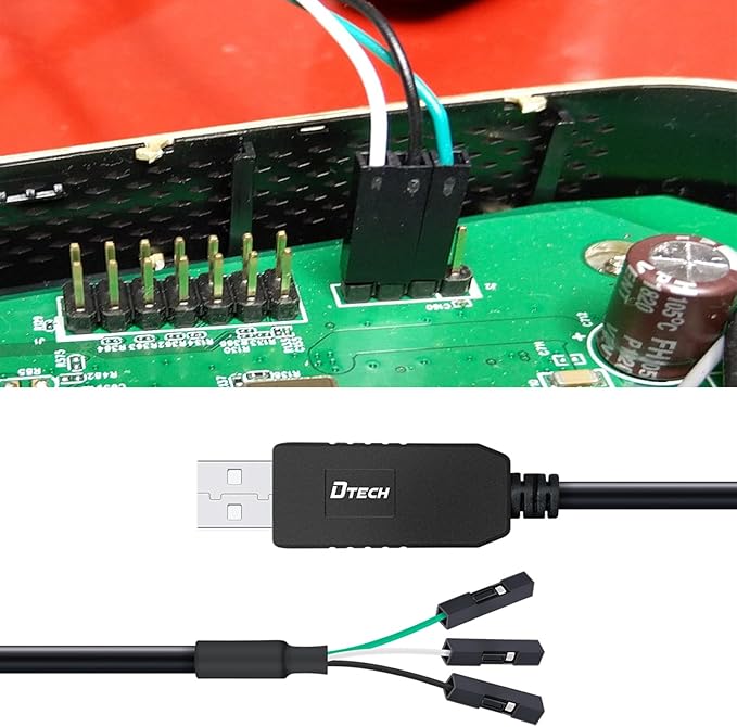 DTECH 3ft USB to TTL Serial Cable 3.3V 3 Pin TX RX Signal UART Adapter Debug Cord Genuine FTDI FT232RL Chip Compatible with Windows 11 10 8 7 Linux MAC OS 3Pin 3v3 2.54mm Dupont Female Header
