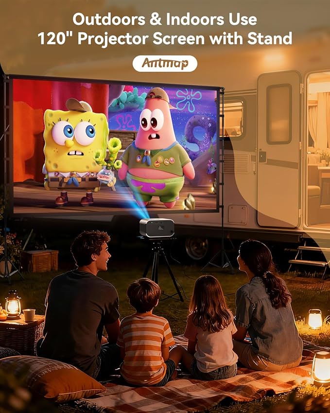 120 inch Outdoor Projector Screen with Stand, 16:9 Foldable Anti-Crease with Carrying Bag, Movie Portable Projector Screen for Outdoor Indoor Home Theater, Office, Classroom, Party, Games
