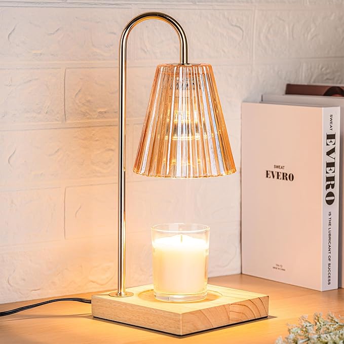 Marycele Candle Warmer with Timer, Vintage Amber Nightstand Candle Warming Lamp for Home Room Decor, Dimmable Wax Warmer for Jar Candles, Wedding Registry Gifts for Women Couples 2025