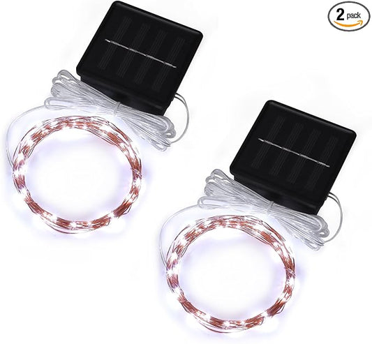 Magicnight Solar Mini Teeny Tiny Lights,Starry String Light for Garden Fairy,Tree,Railing,Arbor,Fence,16 Feet 50LEDs,2 Pack,Cool White