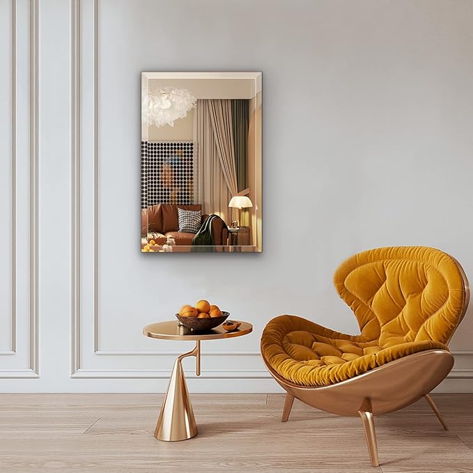 16"x20" Frameless Rectangle Wall Mirror with 1 inch Beveled Edge for Bathroom Vanity