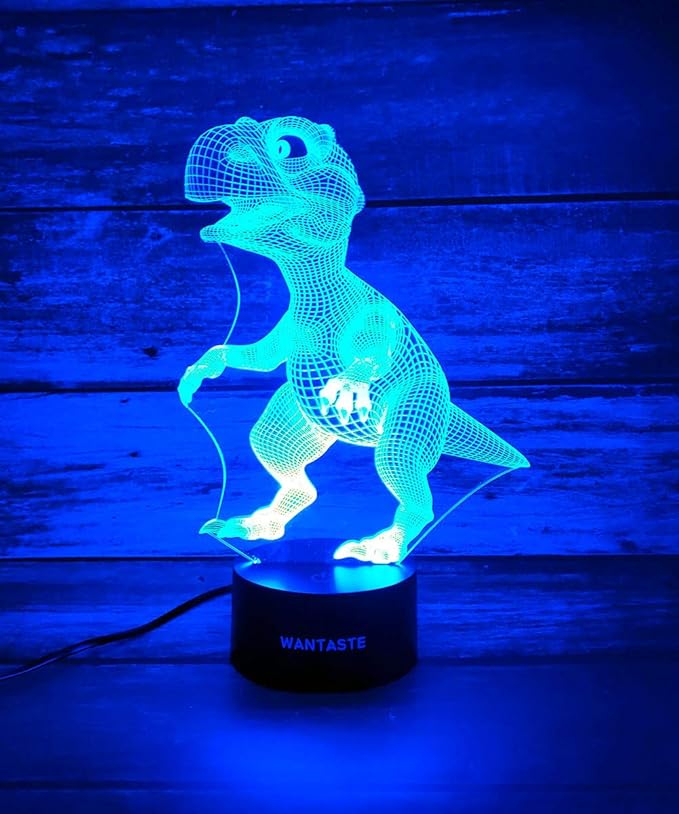 Dino 3D Decor Lamp with Remote, Dinosaur Toys for Girls Boys Room, 7 Colors Changing Night Light Bedside Gifts for Kids Baby
