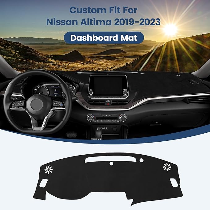 Dashboard Cover Mat Custom Fit for Nissan Altima 2019-2023 2024 2025 2026 (Without HUD) Dash Cover Nonslip Dash Mat Protector Sunshade No Glare Black (Not for 12 inch Display Screen)