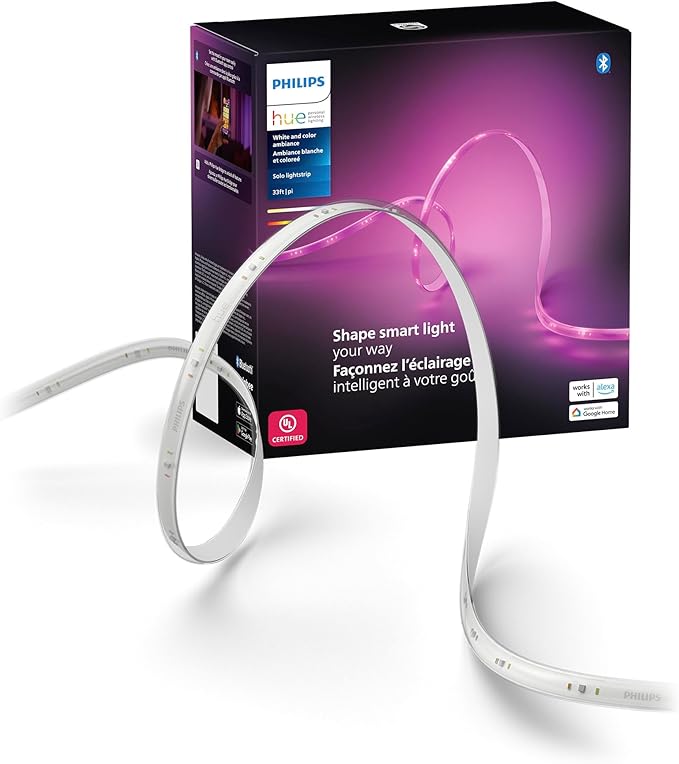 Philips Hue Indoor 16 Ft Smart LED Solo lightstrip Base Kit - 1 Pack - Control with Hue App - Compatible with Alexa, Google Assistant and Apple HomeKit