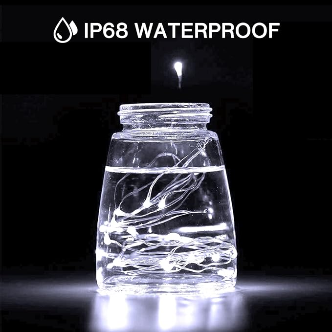 Olafus 16 Pack Fairy Lights Battery Operated, IP68 Waterproof Mini String Light, 7ft Small LED Bottle Light for Wedding Vase Centerpieces Table Decorations Christmas Indoor Party Jars Gift Cool White