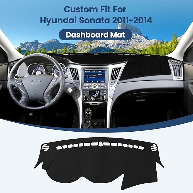 Dashboard Cover Mat Custom Fit for Hyundai Sonata 2011 2012 2013 2014 Dash Cover Nonslip Dash Mat Protector Sunshade No Glare Black