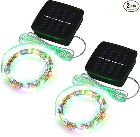 Magicnight Solar Mini Teeny Tiny Lights,Starry String Light for Garden Fairy,Tree,Railing,Arbor,Fence,16 Feet 50LEDs,2 Pack,Multi Colors