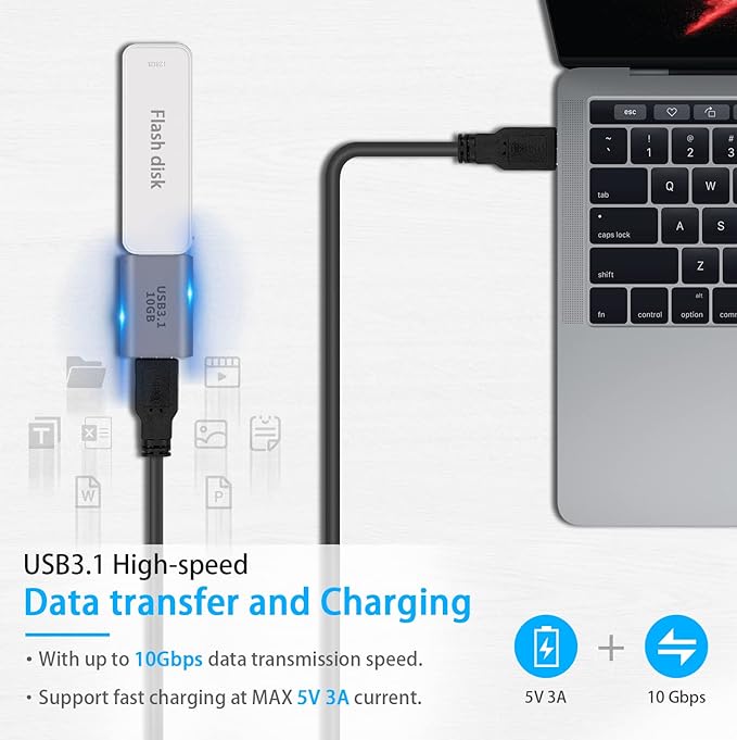 Poyiccot 10Gbps USB C Female to USB Female Adapter, 2-Pack Bi-Directional USB 3.1 Gen2 Type-C to Type-A Converter OTG Adapter Compatible with iPhone, MacBook Pro, Laptop