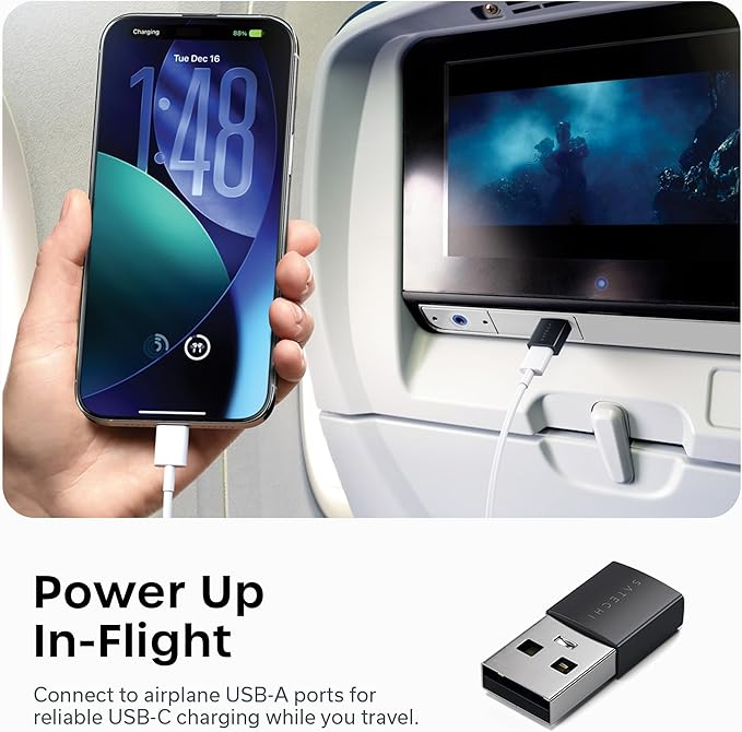 Satechi USB-A to USB-C Adapter (2-Pack), High-Speed Data Transfer & Power Delivery Charging, Designed for CarPlay, Travel & Modern Devices, Space Black