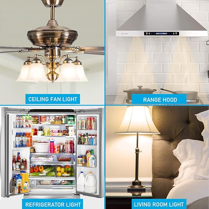 YukiHalu LED Refrigerator Light Bulb 60W Equivalent A15 Appliance Fridge Bulbs, Waterproof 600 Lumen 7W 120V Daylight 5000K E26 Medium Base, Small Size Bulb for Damp Location, Not-Dim, 2-Pack