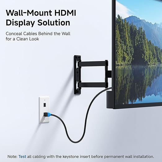 Cable Matters 2-Pack HDMI Keystone Jack Pigtail Cable in Black - 8 Inches