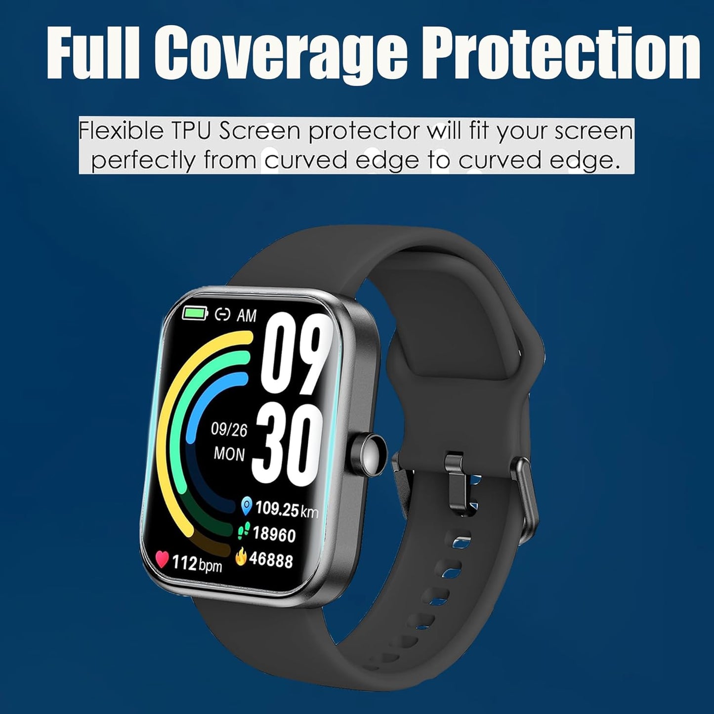 ZURURU H98 Fitness Health Tracker Screen Protector, Full Coverage TPU Clear Film [6 Pack] for 1.47” AMOLED Display