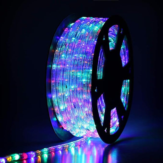 100Ft LED Rope Lights, Cuttable & Connectable Outdoor String Lights Waterproof Decorative Lighting for Indoor/Outdoor, Patio, Backyards, Party, Halloween and Christmas Decorations (Multicolor)
