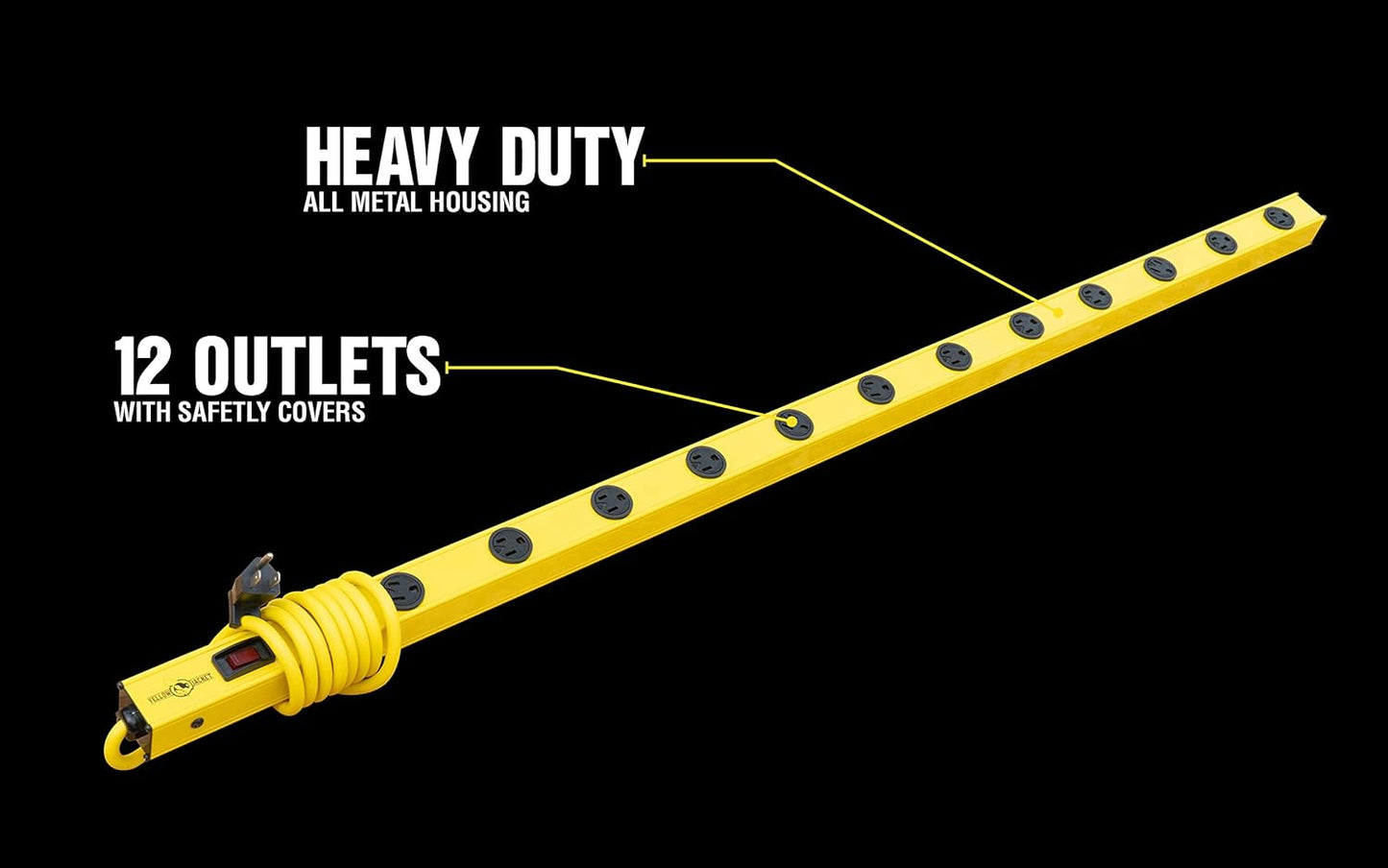 Yellow Jacket 5154 Metal Power Strip, 4-Foot with 510J Surge Protector, 12 Outlets