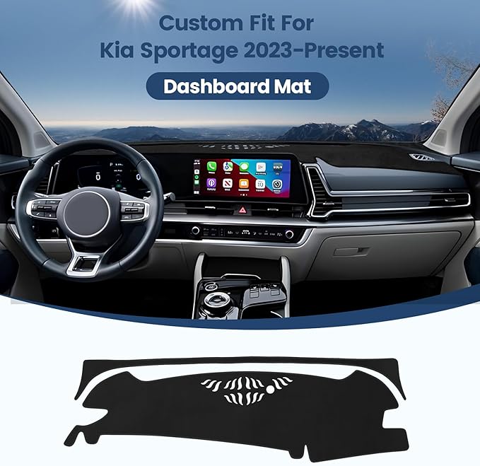 Dashboard Cover Mat Custom Fit for 2023 2024 2025 Kia Sportage (Hybrid)/NQ5 Dash Cover Nonslip Dash Mat Protector Sunshade No Glare Black