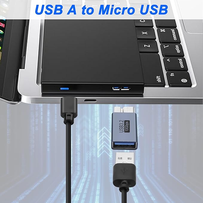 MEIRIYFA USB Micro B to USB A/C Hard Drive Converter 10Gbps USB 3.2 Micro B Male to USB A/Type C Male Female Extension Adapter Support Charge and Data Syncfor for Hard Drives,SSD Drives, Laptop