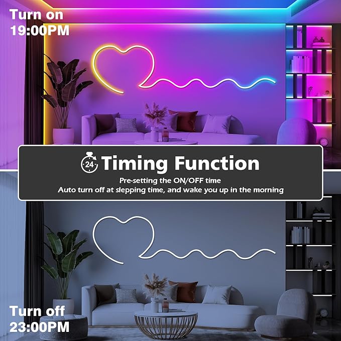 SINLEY Led Neon Rope Lights,Control with App/Remote,Flexible Led Rope Lights,Multiple Modes,IP68 Outdoor RGB Neon Lights Waterproof,Music (32.8FT)