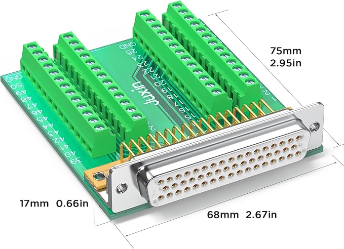 DB50 Male Connector to Terminal Block, HDB50 Breakout Board No Soldering Needed D-SUB 50-pin Adapter to Terminal Connector Signal Module with Bolts Nuts