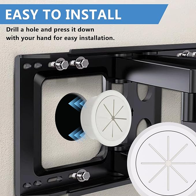ROOWINTOO TV Cord Hider in Wall Cable Management Kit for TV, Behind Wall TV Wire Kit Cable Hider,Includes 2 Pass-Throughs and Hole Saw Drill Attachment