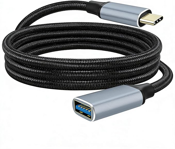 USB 3.0 to USB C Adapter, 1M/3.3FT Type-C Male to USB-A Female Converter, Type-C OTG Braided Cable Connector with Phone/Laptop/Tablet/Switch/Keyboards/Game Controllers/Printers
