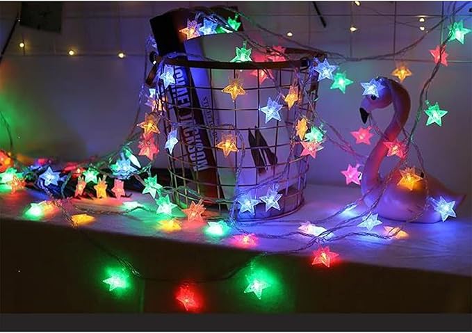 LAMPDREAM Abkshine 25Ft 50LEDs Battery Powered Star Fairy Lights, 8 Modes Warm White Color Changing LED Star String Lights for Wedding, Christmas, Birthday, Halloween, Mother Day