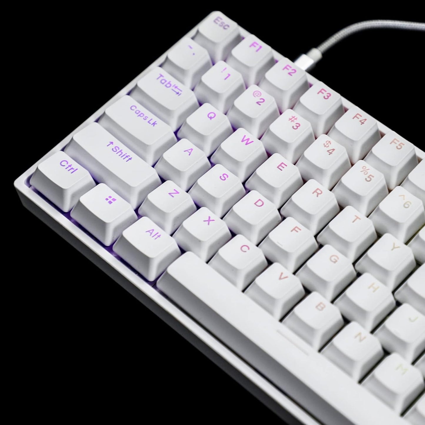 YMDK Double Shot 108 Dyed PBT Shine Through Keycap Rainbow Carbon Sunset Backlit for MX Switches Mechanical Keyboards