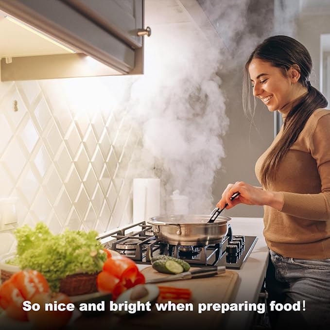 Under Cabinet Lights Plug in, 3 Pcs 12 Inch Thin Under Cabinet Lighting, Natural White Under Counter Lights for Kitchen, Dimmable LED Light Bar for Cabinet, Counter, Workbench, Desk