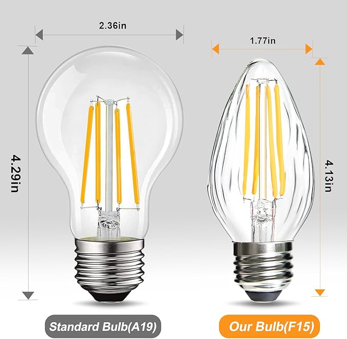 BRIMAX F15 4W Led Porch Light Bulbs Outdoor, Equivalent 40W Incandescent Bulb, E26 Medium Base Dimmable 2700K Warm White Flame Wrinkle Glass, LED Post Bulbs for Ceiling Fan and Lantern Lamp, 4Pack