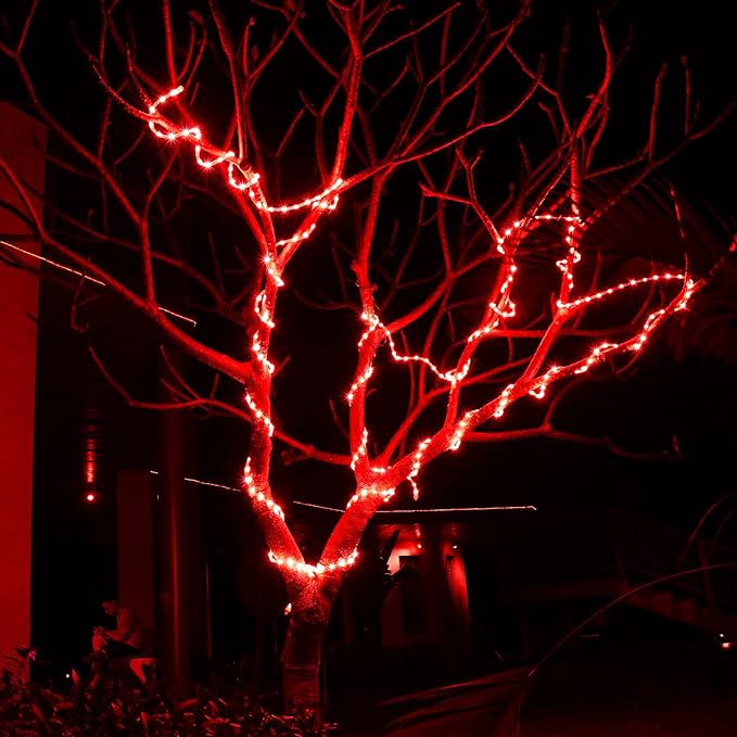 Red Rope Lights, 16.4ft Waterproof Strip Light, Indoor Outdoor Decorative Lighting for Home Christmas Holiday Garden Patio Party