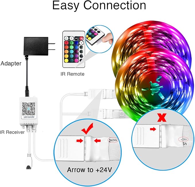DAYBETTER Led Strip Lights 100 ft Smart with App Remote Control, 5050 RGB for Bedroom, Living Room, Home Decoration, Music Sync Color Changing for Room Party(2 Rolls of 50 ft)