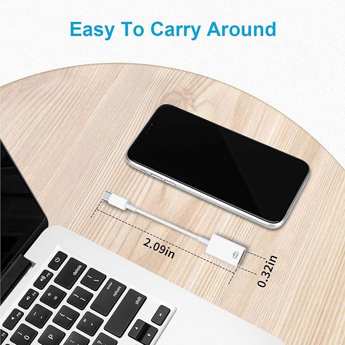 [Apple MFi Certified] USB C to USB Adapter, USB C Male to USB 3.0 Female OTG Cable Converter Compatible with MacBook Pro Air, Tablets, iPhone 17 Pro Max/17 Plus/16/15 Series, Galaxy S24/S23/S22, White