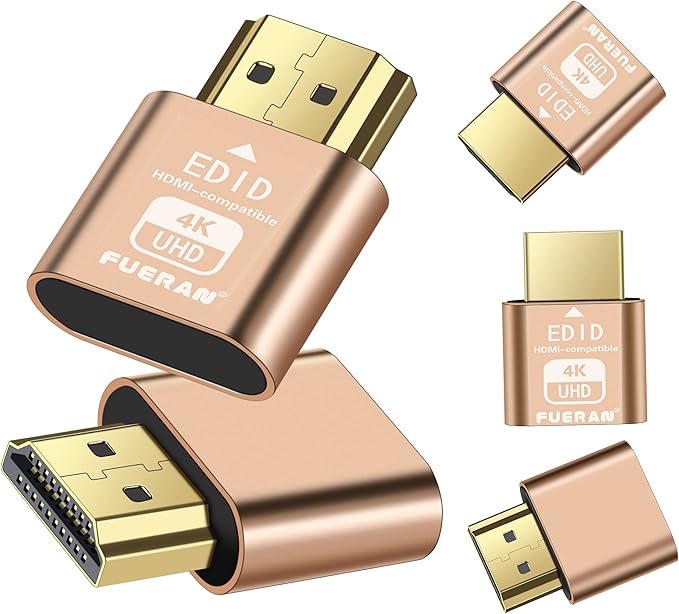 4K HDMI Dummy Plug, Virtual Monitor Emulator, Headless Display Adapter, EDID Emulator, Supports 4096x2160@60Hz, 3840x2160@60Hz, 2560x1440@60Hz for Windows, Mac, Linux – Plug & Play (2P)