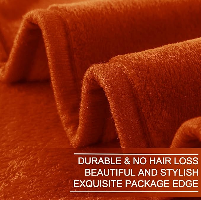 Fleece Blankets for All Season - Premium Lightweight Anti-Static Throw for King Size Bed Extra Soft Brush Fabric Warm Sofa Thermal Blanket 90" x 108"(Orange)