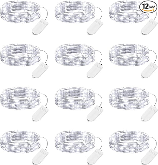 Fairy Lights Battery Operated String Lights - 12 Pack 7ft 20 LED Battery Powered LED Mini Fairy Lights for Mason Jars DIY Picture Walls Shelves Arts Crafts Trees Branches Bedroom Wedding Party Decor