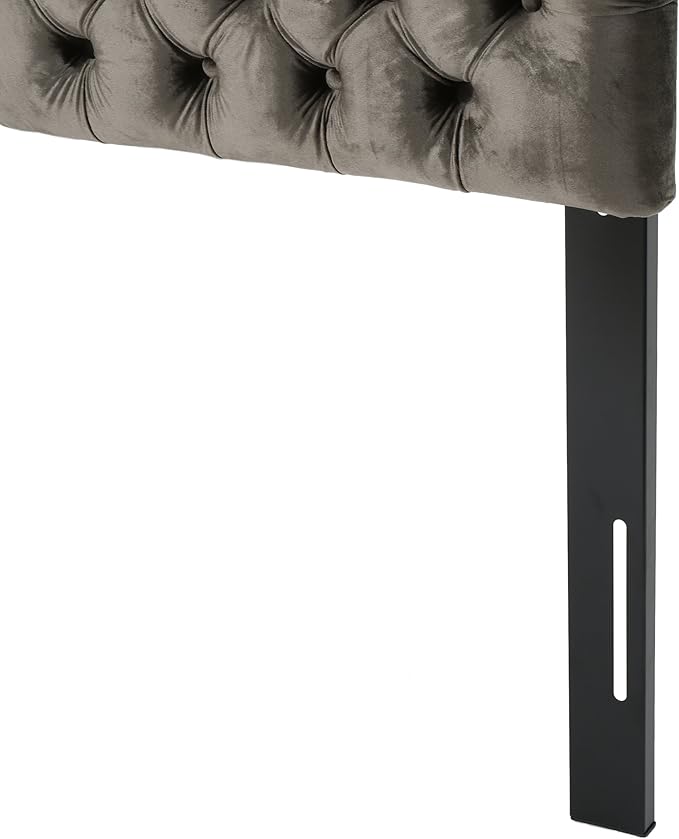 Christopher Knight Home Jezebel Velvet Headboard, Queen / Full, Grey / Black Steel
