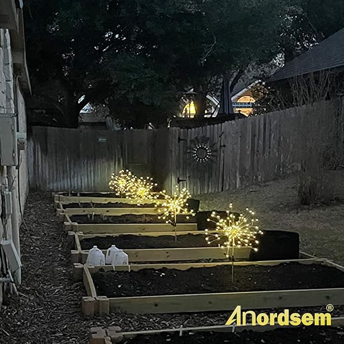 Anordsem Solar Lights Outdoor Decorative: Bendable Copper Wire with 120 LED Firework Beads - Waterproof 2 Warm Lighting Modes Yard Garden Patio - Christmas Gifts for Homeowner Over 30
