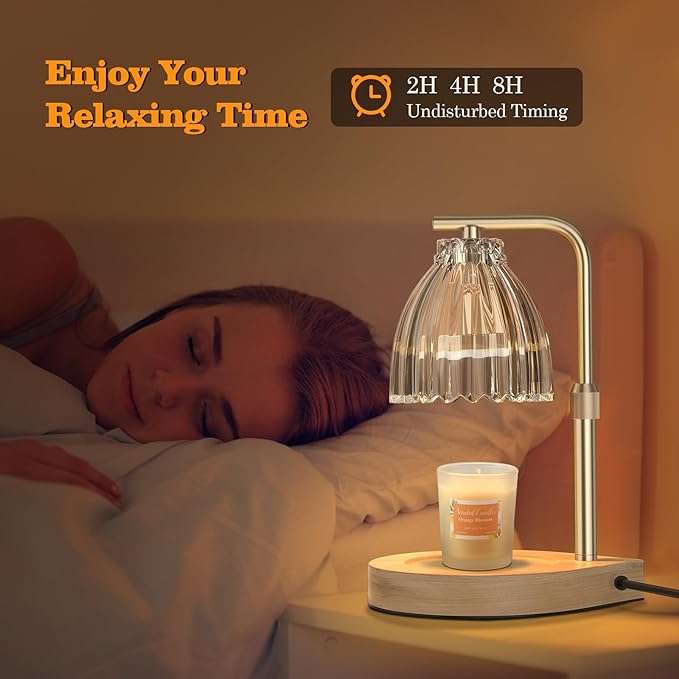Christmas Gifts for Women Candle Warmer Lamp with Adjustable Height, Timer & Dimmer, Birthday Gifts for Women, Elegant Gift Box & Greeting Card, Candle Lamp with 2 Bulbs for Home Decor/Bedroom/Office