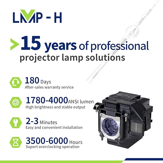 ELP97/V13H010L97 Replacement Projector Lamp Bulb with Housing for Epson Home Cinema 2200 PowerLite 1288 EB-FH52 E01 E10 U50 E20 E500 X06 X49 X51 X500 W49 118 119W 982W 992F EH-TW5700 TW5705