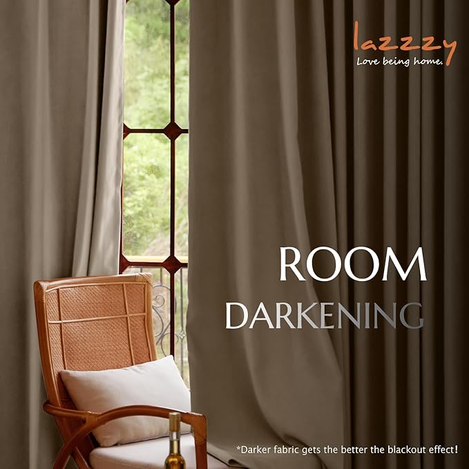 Lazzzy Velvet Blackout Curtains Thermal Insulated Room Window Drapes Super Soft Luxury Curtains for Living Room Bedroom Rod Pocket 2 Panels, Light Taupe, 52" W x 108" L