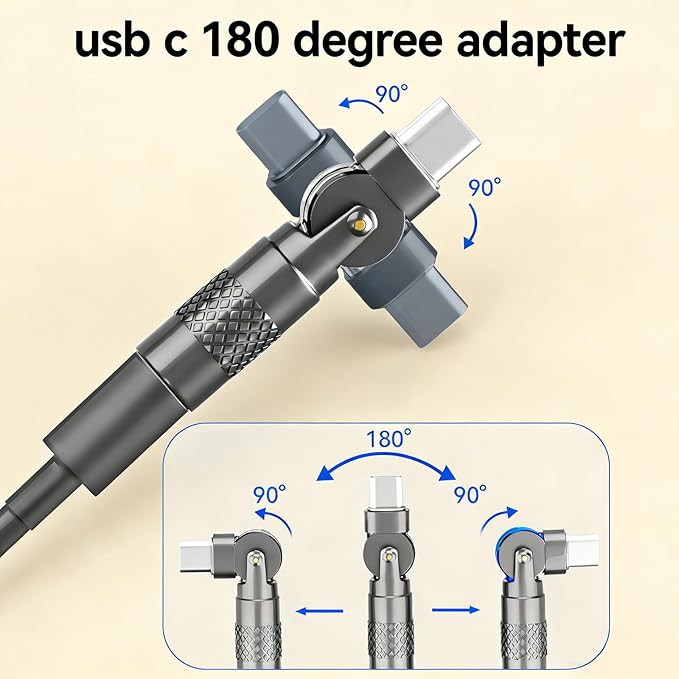 USB C Adapter (2-Pack), PD 60W USB C 90 Degree Adapter, USB C Right Angle Adapter,for Phone 17/16/15, MacBook Pro/Pad Series, Samsung Galaxy, Tablet, Laptop