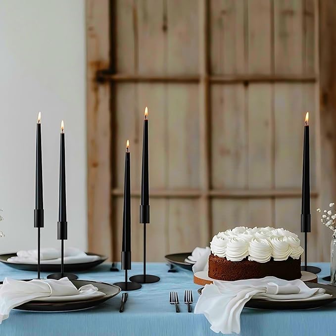Matte Black Taper Candlestick Holders,Taper Candle Holders Set of 15,Metal Taper Candle Sticks Stand Holders,Modern Decorative Candle Holders for Wedding Certerpieces,Festive, Mantel,Home,Party