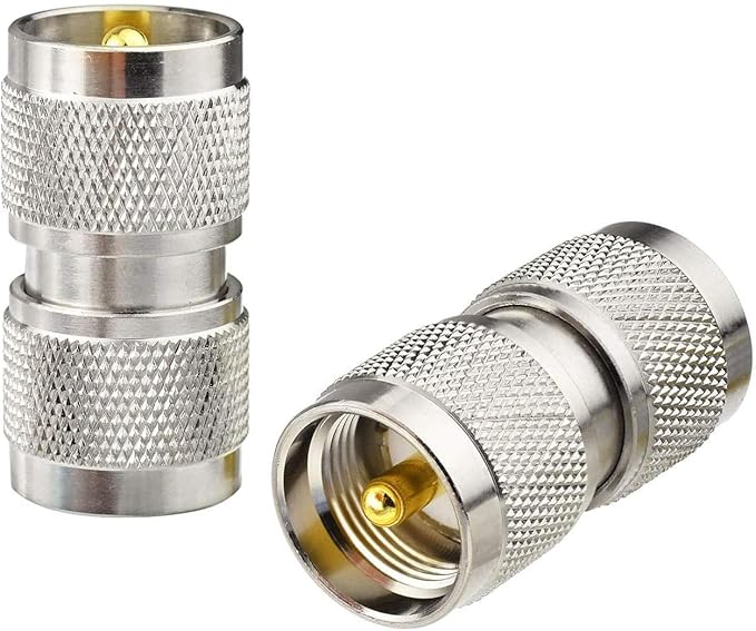 DHT Electronics RF coaxial Coax Adapter UHF Male to Male PL-259 Connector Pack of 2