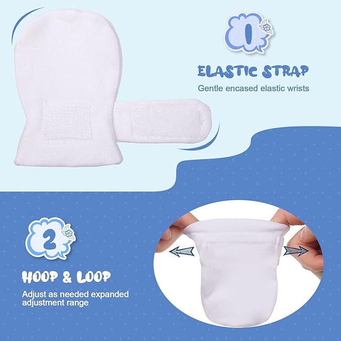 Newcotte Adjustable Baby Mittens No Scratch Newborn Cotton Breathable Gloves Warm Baby Mitts for Boys