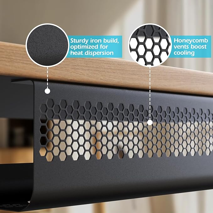 KHAMAL Cable Management Under Desk 52PCS - Cable Management Tray Kit Ventilated Hexagonal Design with Cable Clips, Wire Ties, Cord Holder & Screws for Office, Home - 4 Black Sets