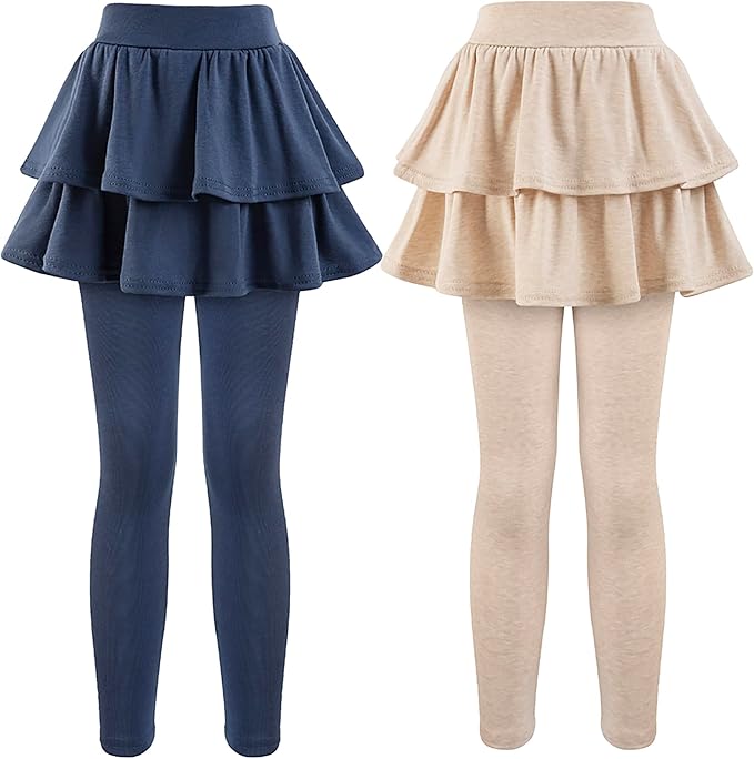 Girls School Uniform Pants Leggings with Skirts Stretch Warm Jegging 4-12 Years