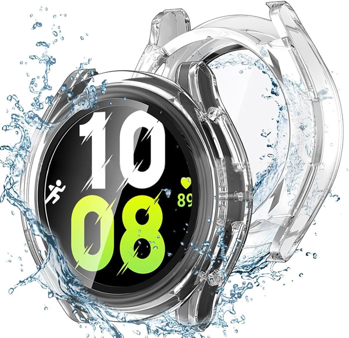 Miimall Waterproof Case for Samsung Galaxy Watch 4 & 5 40mm, Protective Bumper Case with Tempered Glass Screen Protector