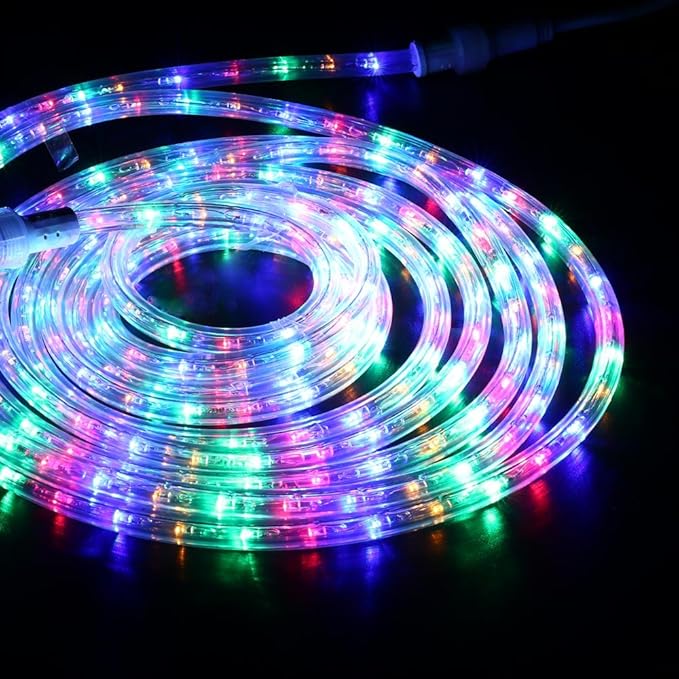 Brizled Multicolor Rope Lights,18ft 216 LED Christmas Rope Lights Waterproof, 120V ETL Flexible Tube Light Connectable Plugin Color Xmas Lighting for Garden, Patio, Party, Xmas, Holiday Decorations