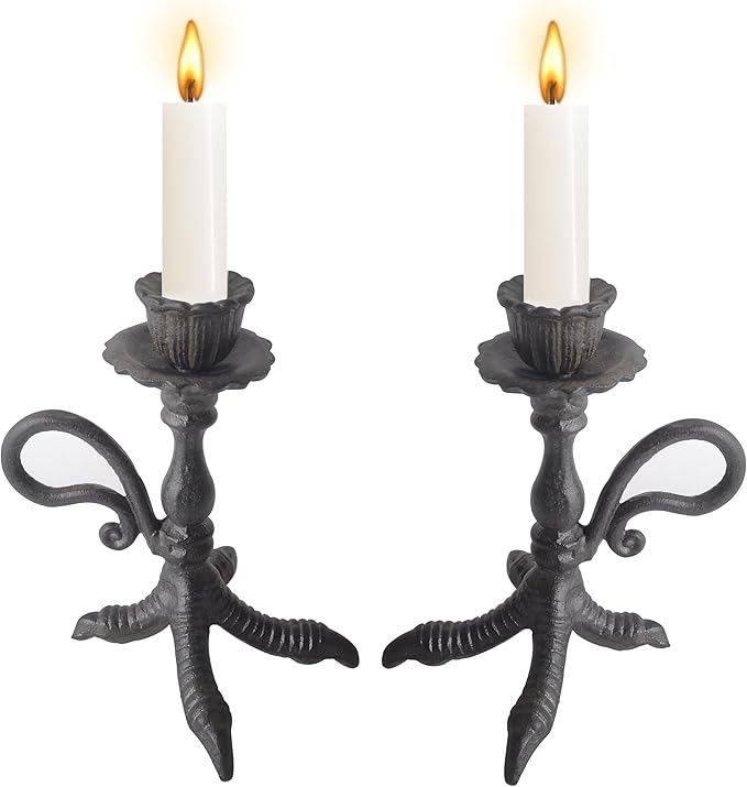 Claw Foot Candlestick Holders - Feet Taper Candle Holders, Black Candlesticker Holders Set 2